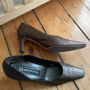 Roberto Cavalli Metallic Brown Heels